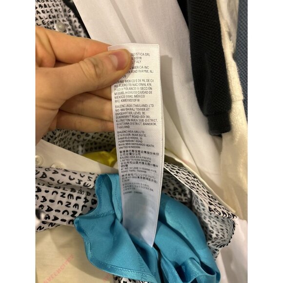 Balenciaga Blue Silk ‘All Over Logo’ Button Up Shirt - Picture 3 of 4